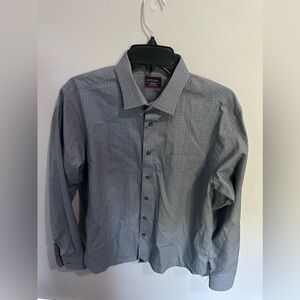UNTUCKit Men's Medium Cotton‎ Gray Long Sleeve Button Front Shirt
